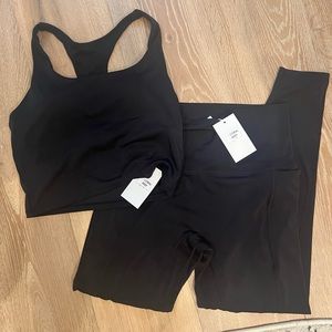 NWT Black longline tank & leggings set, Coral Reef, size large